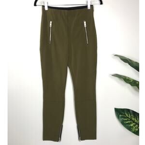 Rag & Bone Women's 2 Green Zip Simone Pants Office Everyday Sleek Capsule